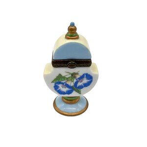 Vintage Ceramic Morning Glory Hinged Trinket Box Midwest Of Cannon Falls